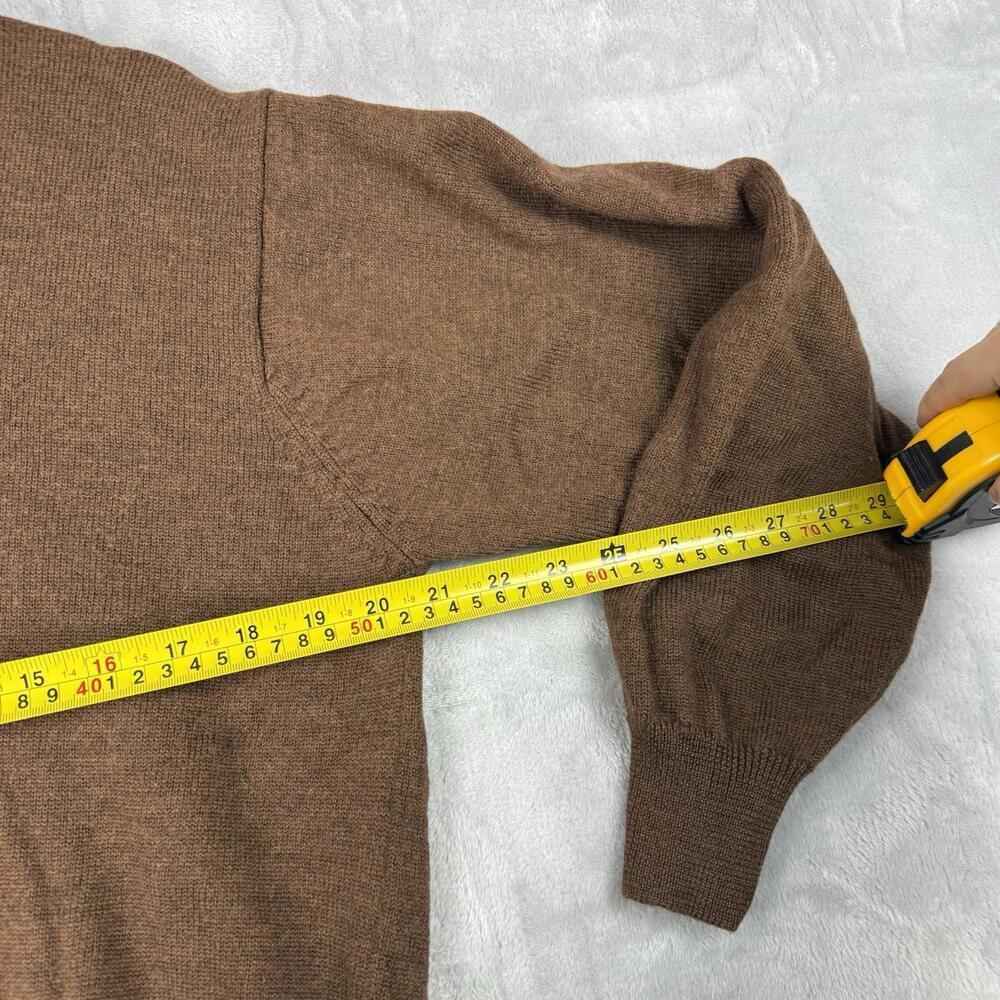 Viyella 100% Merino Wool V-Neck Sweater Brown Classic Knit Mens M Heritage VTG - Picture 5 of 9